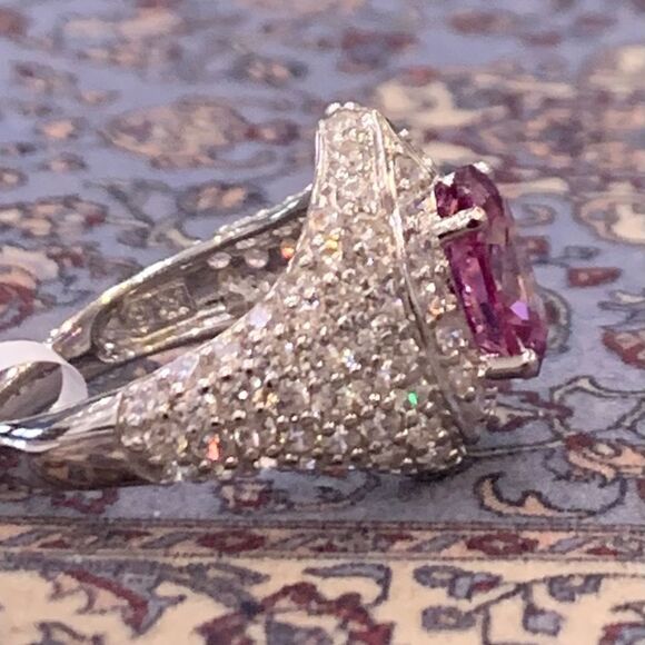 Fancy purple and white cz ring . Size 7 , Rhodium over silver . 4.58 dew - Picture 5 of 5